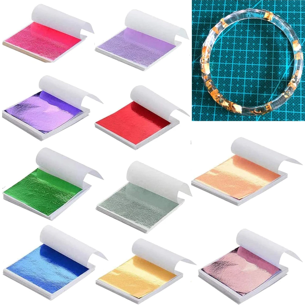 100 hojas de papel metálico de hoja de lámina dorada, papel de aluminio para decoración de muebles dorados, uñas DIY, artes, manualidades, pinturas