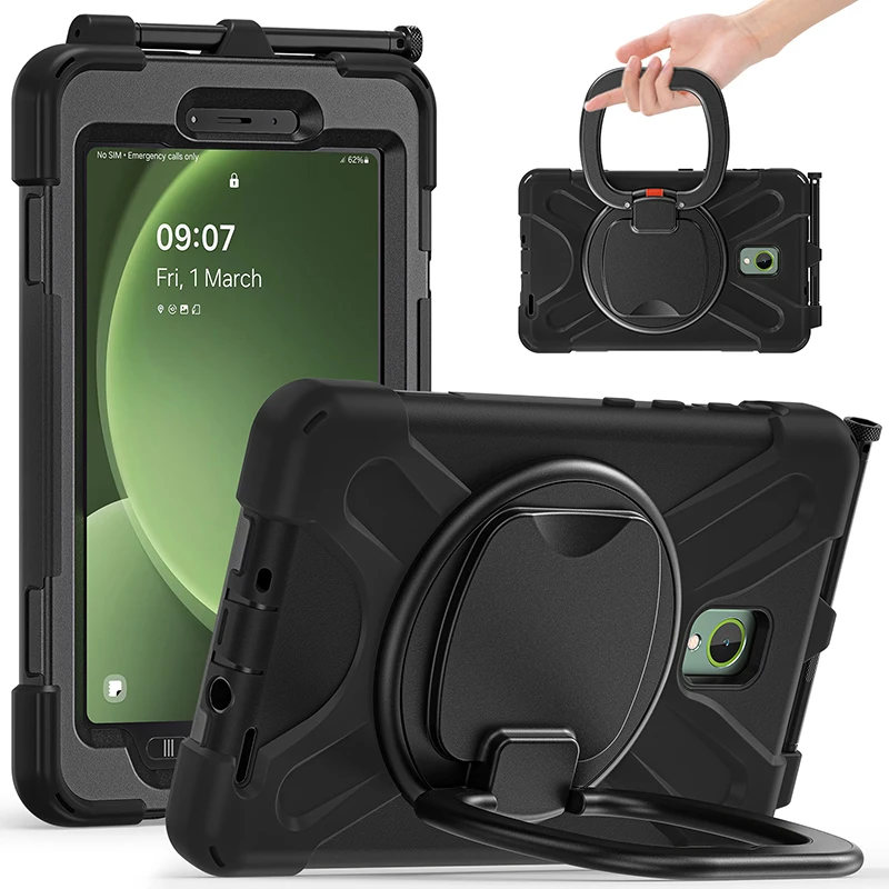 Case For Samsung Galaxy Tab Active 5 3 8 inch 2024 X306B X300 2020 T575N T577 Tablet Case Kickstand Holder 360 Rotation Cover