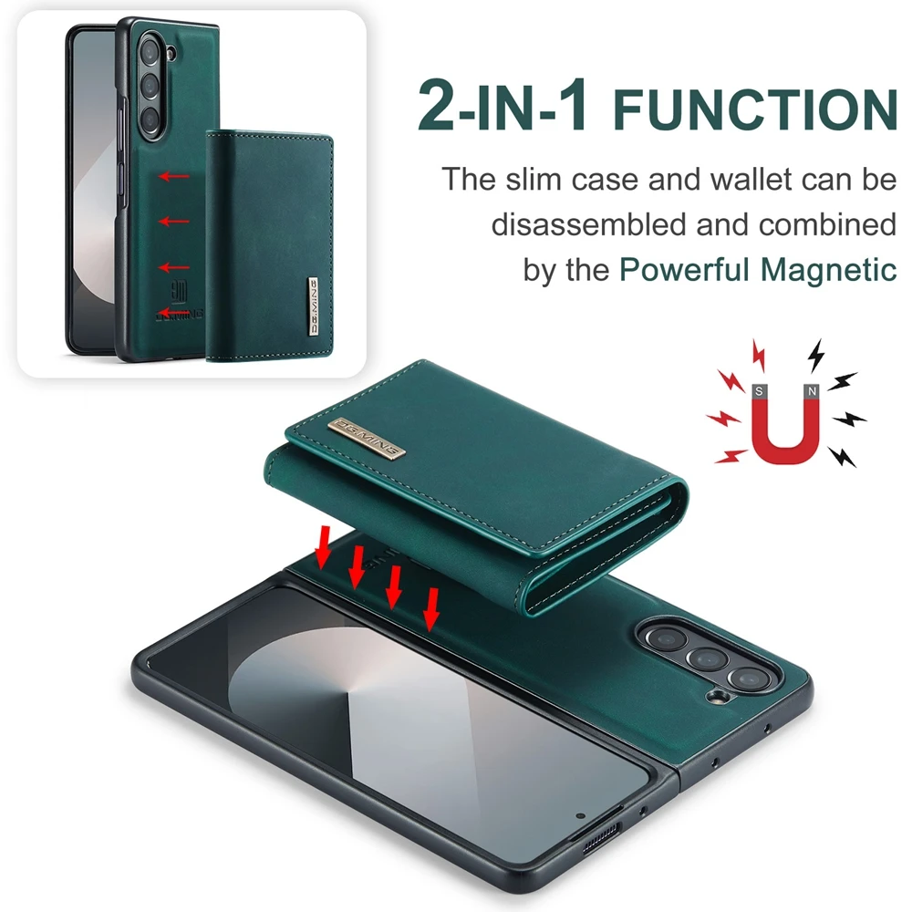 Retro Leather Detachable Wallet Magnetic Case For Samsung Galaxy Z Fold 7 6 5 4 3 Tri-fold Card Bag Back Shell Shockproof Cover