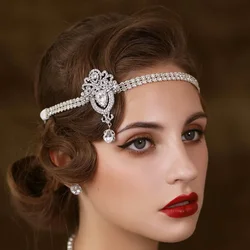 Elegant Hair Tie Crystal Hair Band Vintage Zircon Bridal Head Chain Elastic Headband Rhinestone Headwear Hair Jewelry