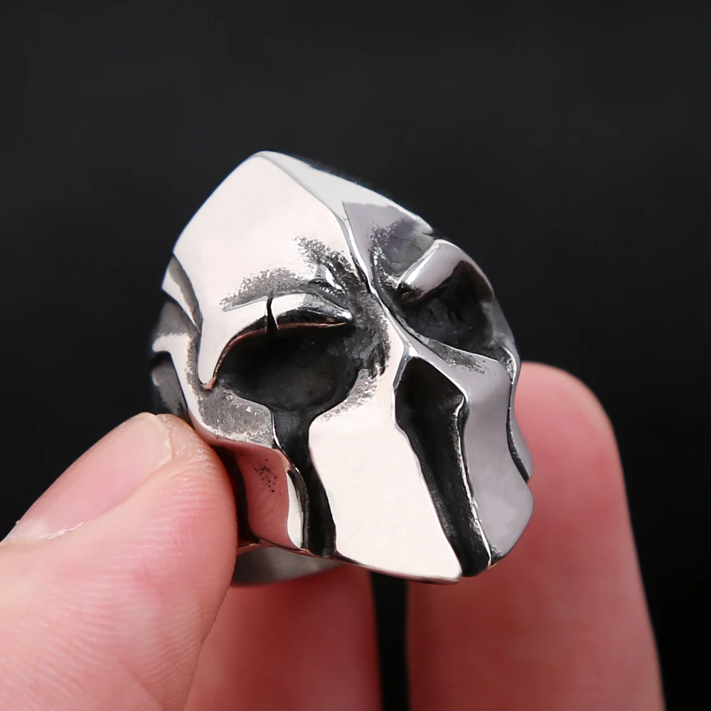 Vintage High Polished Spartan Helmet Rings For Men Women Punk Unique 316L Stainless Steel Nordic Viking Jewelry Gifts Wholesale