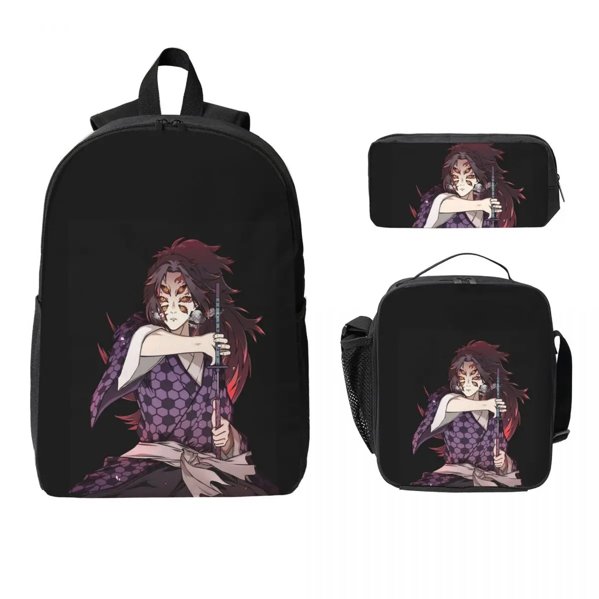 

Kokushibo Fighting Stance Backpack Student BookBag School Bag Computer Shoulder Bags 3ps Insulated Lunch Bag Pencil Case