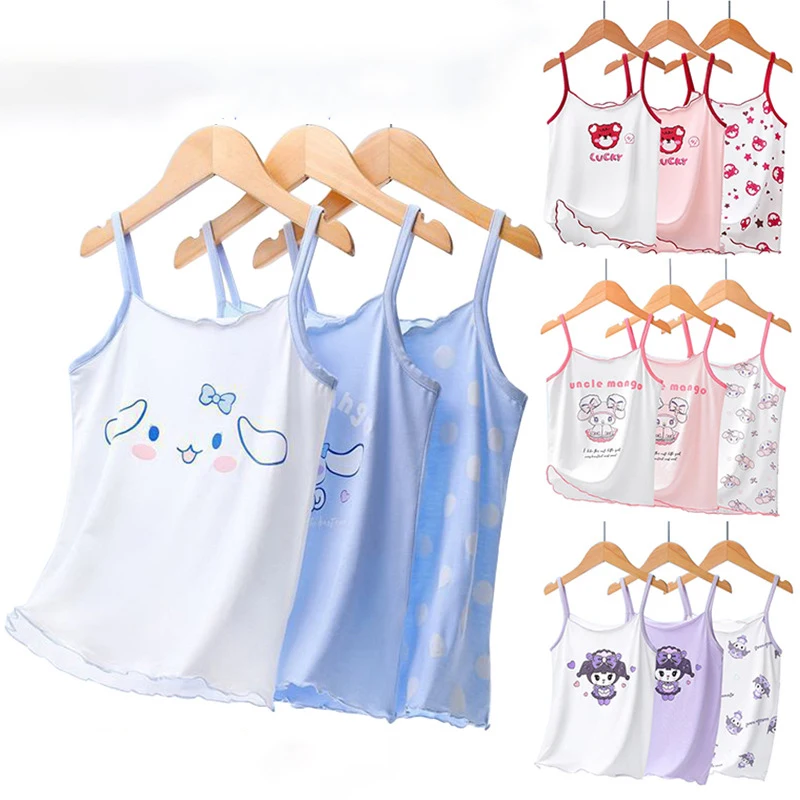 

Sanrio Kawaii Cinnamoroll Anime Children Summertime Suspenders Cute Sweet My Melody Kuromi Cartoon Waistcoat Gifts for Girls