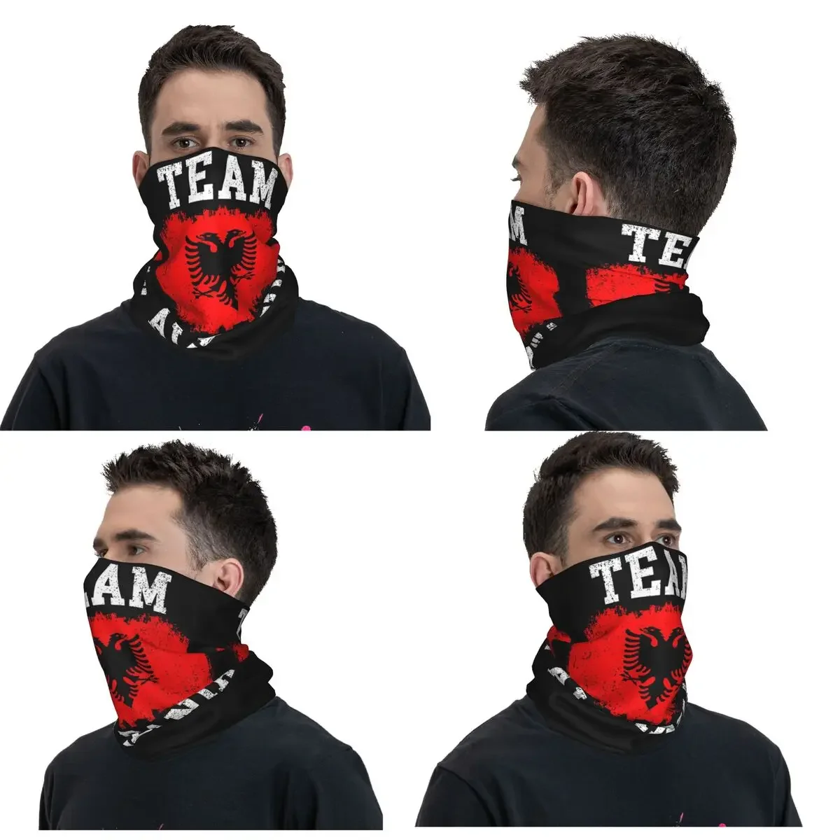 Retro Albania Flag Bandana Neck Cover Printed Face Scarf Warm Balaclava Riding Unisex Adult Winter