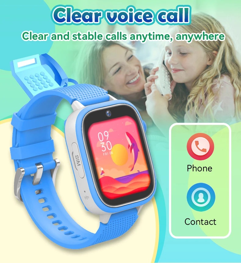 4G Kids Smart Phone Watch Face Unlock Music HD Video Call SOS 1.83\' Large Screen Camera Sport GPS LBS WIFI Trackek Children Gift