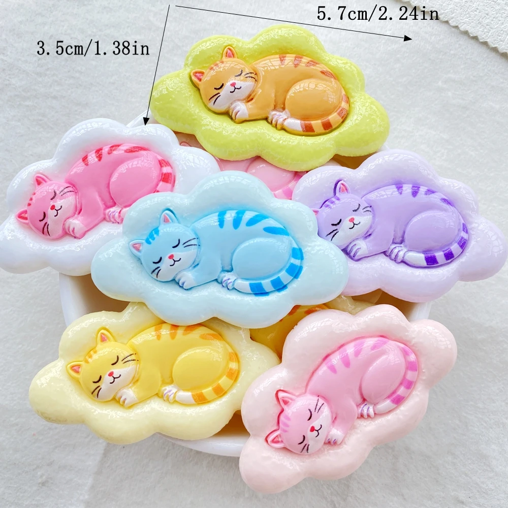 4Pcs Cute Resin large cartoon cloud kitten Flatback Figurines - for Scrapbooking, Wedding Decor & DIY Jewelry Making Accessories
