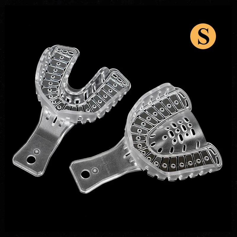 3 Pairs Dental Implant Tray Plastic Teeth Holder Full Mouth Partial Mold Tray Disposable Impression Trays S/M/L Dentist Tools