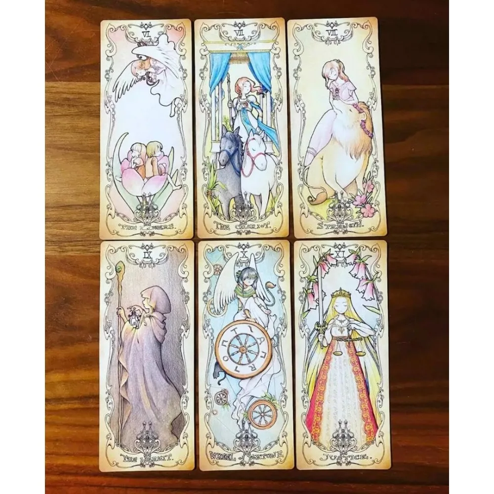 Tarot de baja asustar, 12x5,5 cm, 78 Uds., cartas, añade secretamente el lenguaje de las flores, cartas de Tarot de dibujos animados de estilo Anime japonés