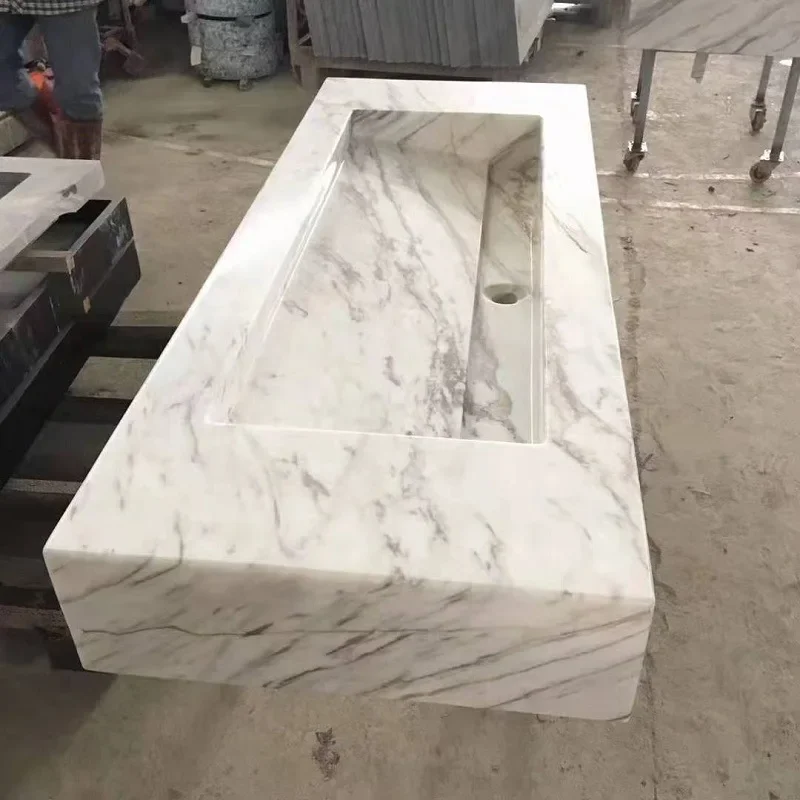 Marble integrated, bathroom wash basin, creative bathroom rectangular basin combination
