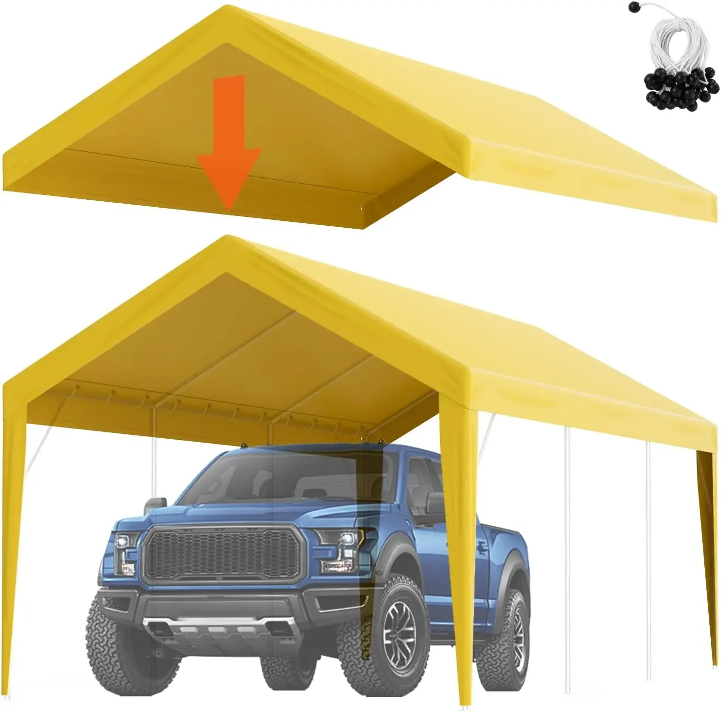 

Carport Replacement Canopy Cover 10 x 20 ft, Garage Top Tent Shelter Tarp Heavy-Duty Waterproof & UV Protected