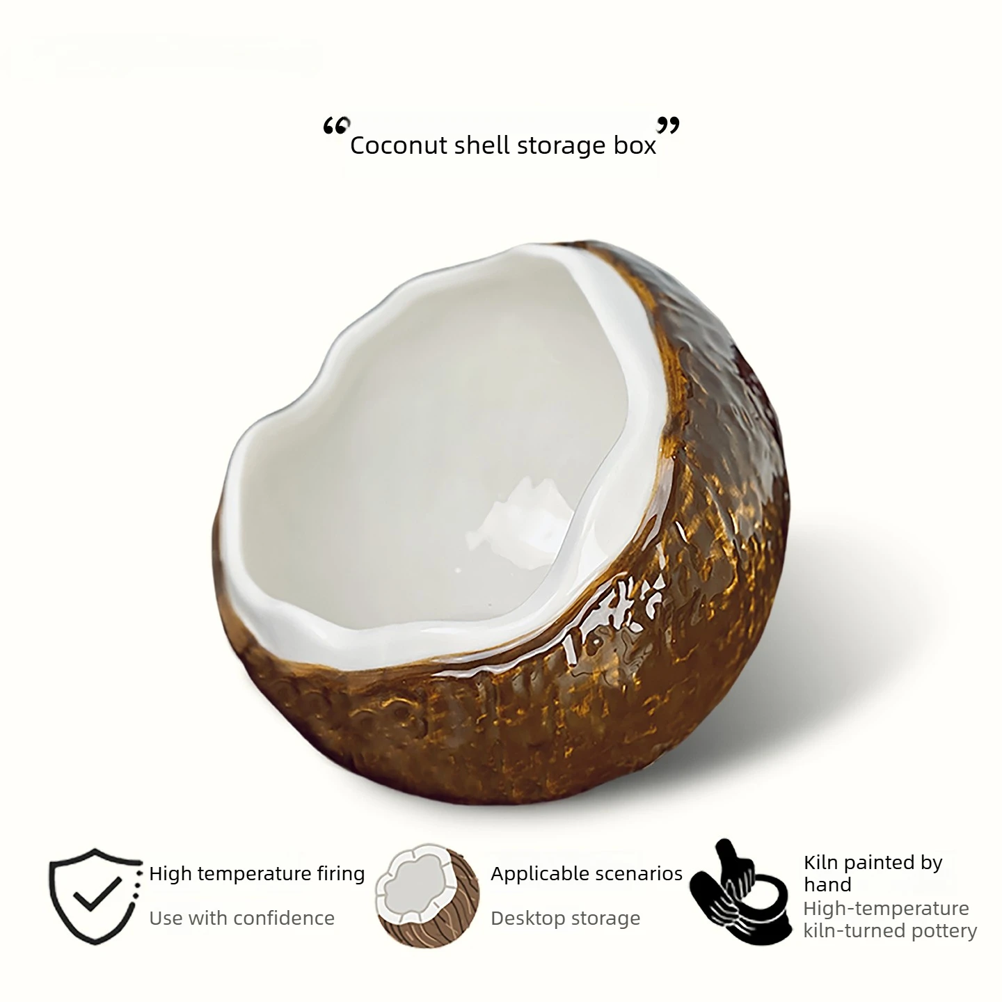 Coconut Shell Storage Ornament Entryway Key Holder Desktop Jewelry Cosmetic Ceramic Organizer Box Home Decoration Shelf
