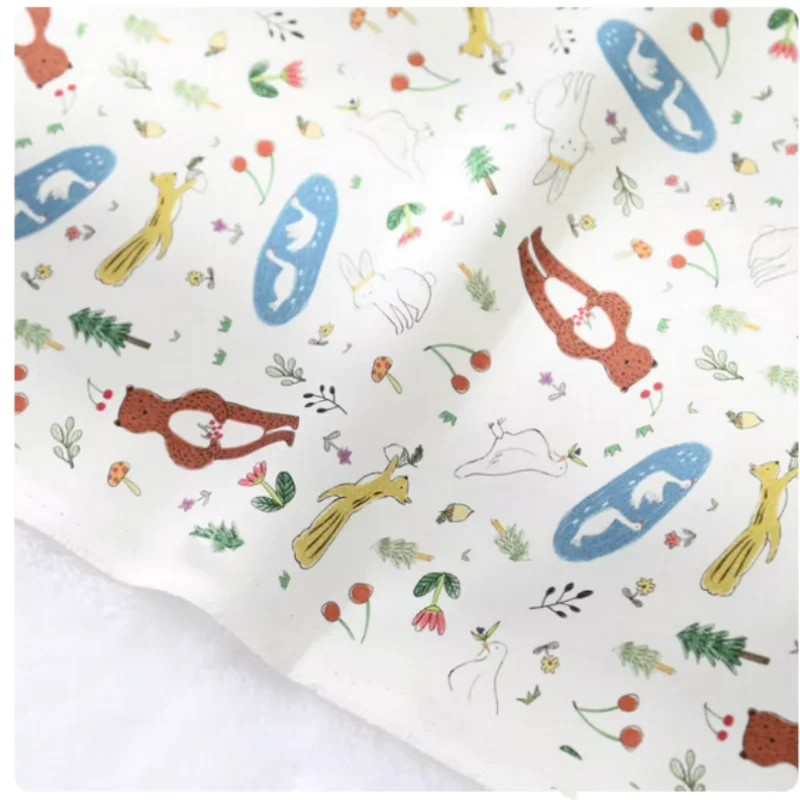 

100% Cotton Plain Fabric With Cartoon Print, Handmade DIY Bag Garment Cloth Material, CR-180