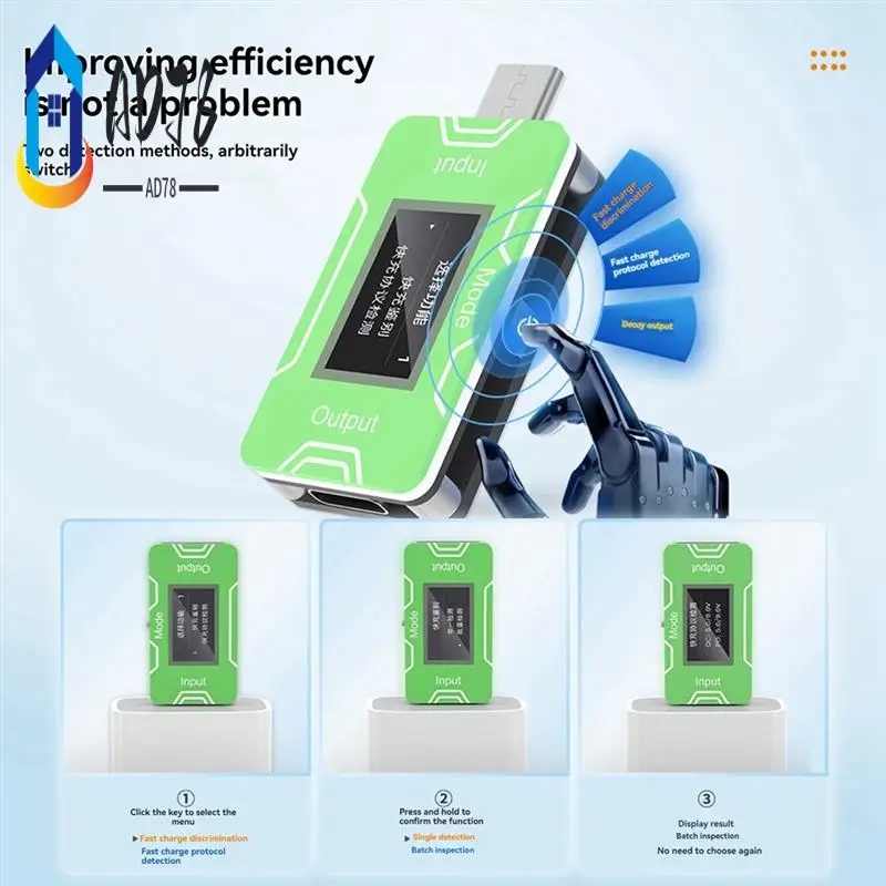 

AD78-JCID CT02 PD/QC Fast Charging Charger USB-C Power Supply Tester For Measuring Voltage, Power And Current