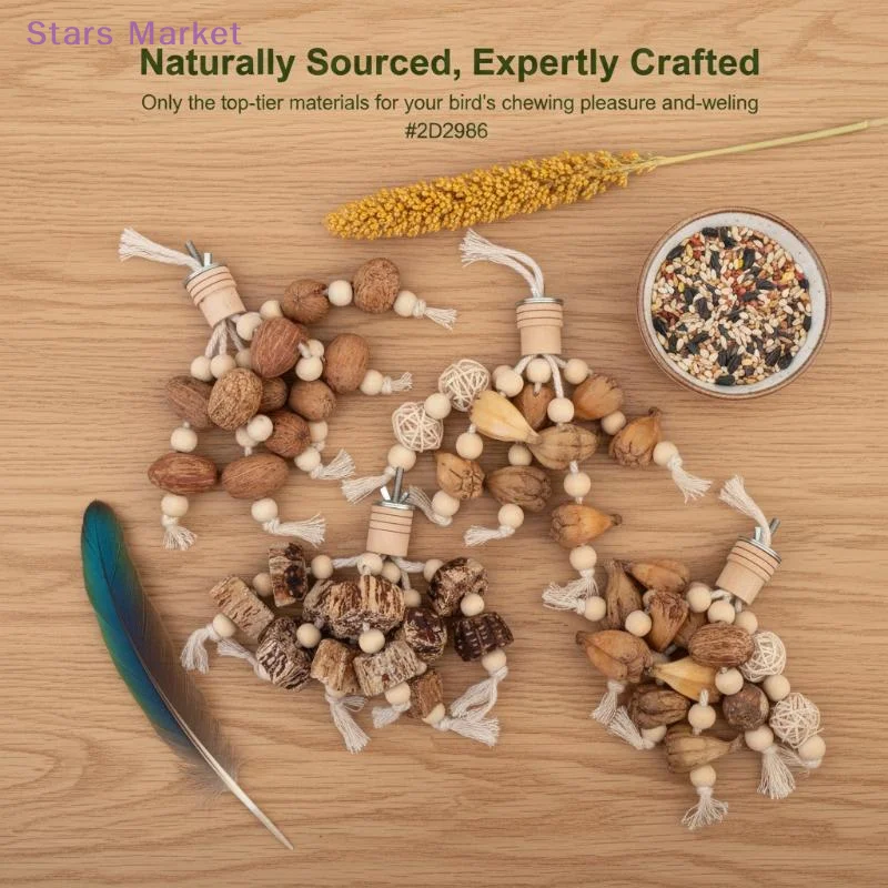 New Natural Material Pet Parrot Toy Bird Swing Exercise Grinding Biting Wooden Toys Pet Parrot Macaw Hammock Bird Toy