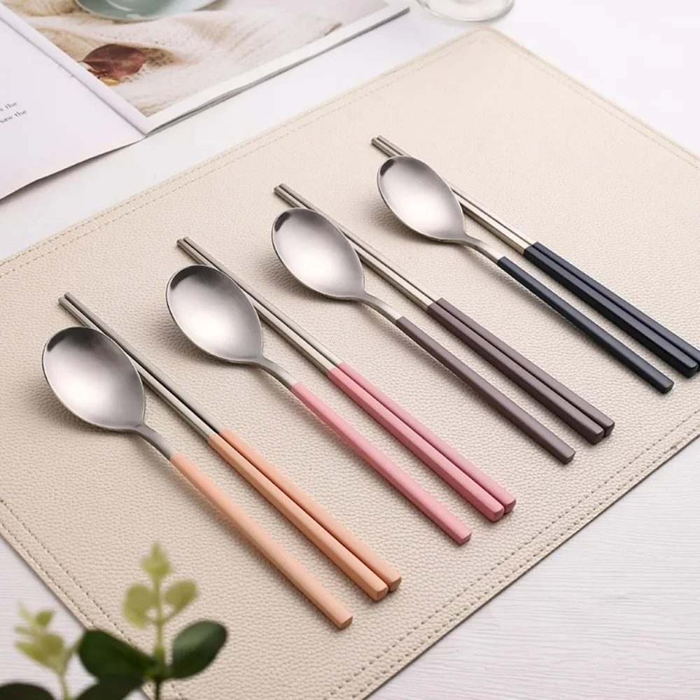 8Pcs Stainelss Steel Cutlery Set Korean Spoons Chopsticks Tableware Sets Kitchenware Dinner Sets Spoon Chopsticks Dinnerware Set