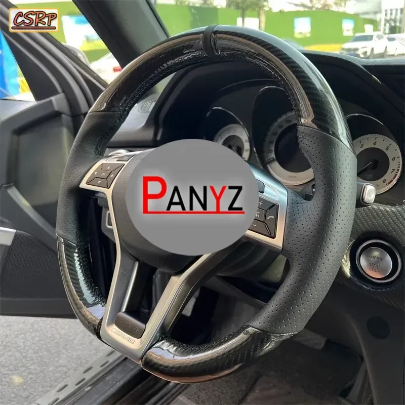 car Steering Wheel Cover for Mercedes Benz C350 C300 CLA250 CLS550 E250 GLA45 AMG SLK250 SLK300 SLK350 DIY Carbon Fiber Style