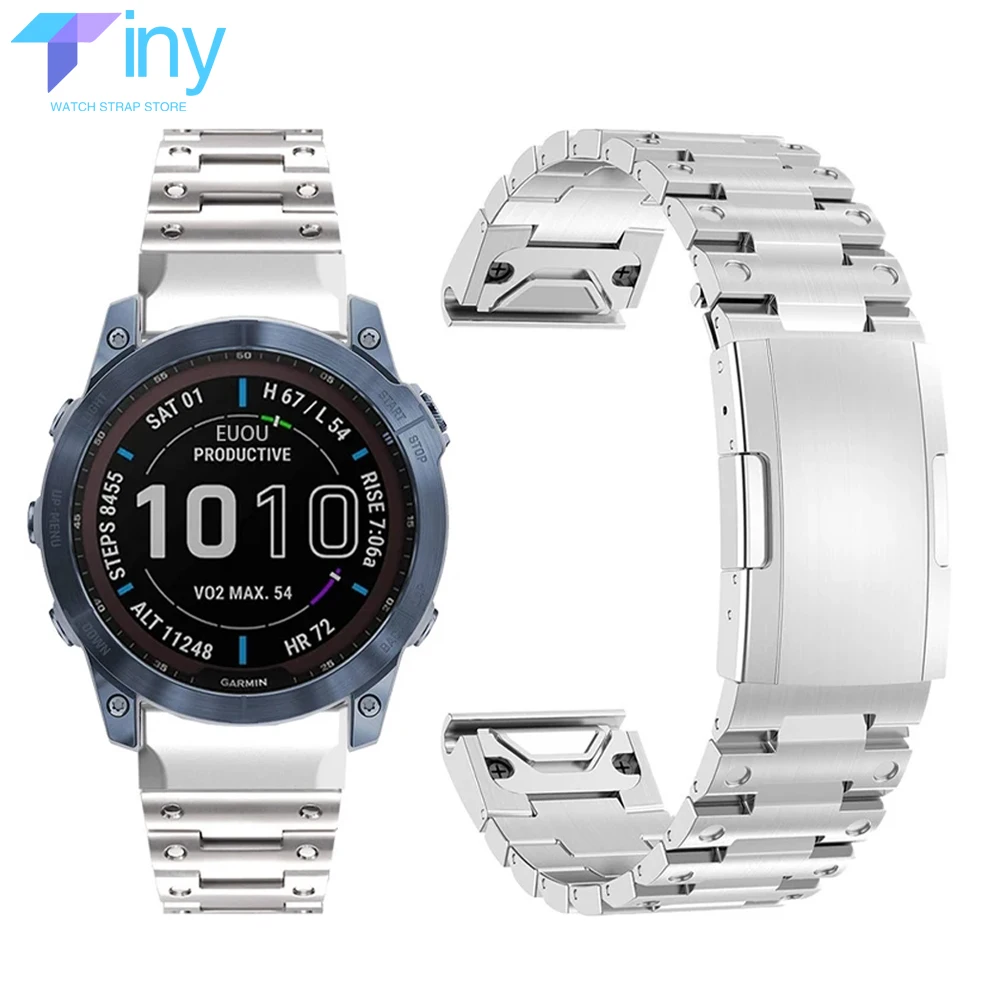 

Ремешок из нержавеющей стали для наручных часов Garmin Fenix 6 6X 7X 7 Solar / 6 Pro/ 5 Plus/ Instinct/epix Gen 2, металлический быстросъемный браслет, 22 мм, 26 мм