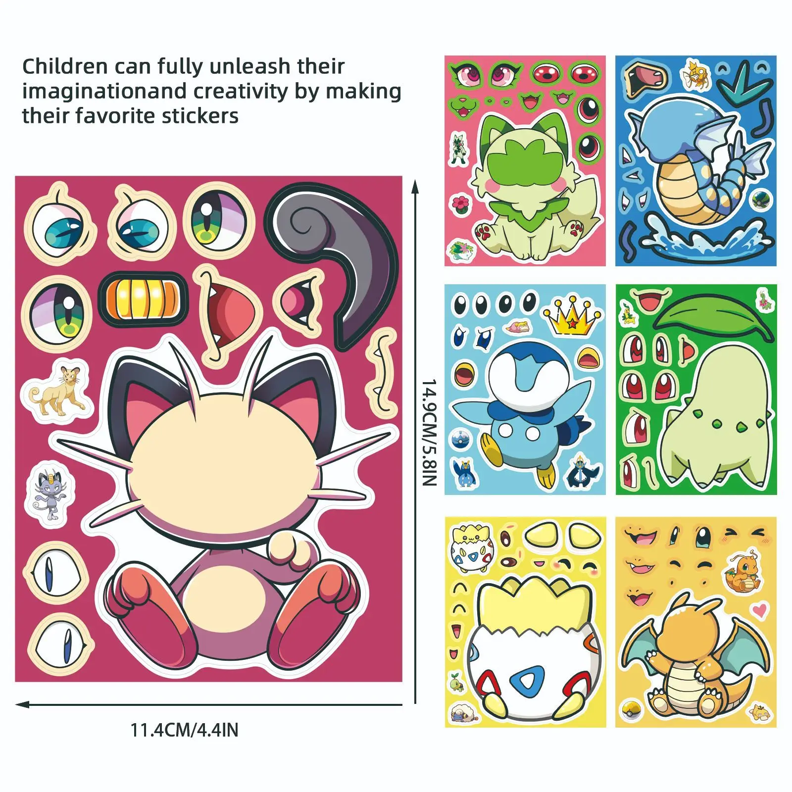 8/16 Sheets Cartoon Anime Character Make a Face Sticker Children's Toy Puzzle Sticker Phone Notebook Luggage Waterproof Decals