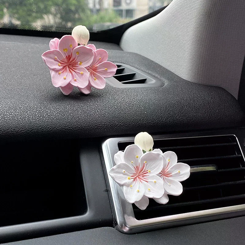 Car Perfume Clip Flower Air Outlet Car Air Freshener Peach Blossom Aroma Diffuser Car Decoration Accessories Fresh Air