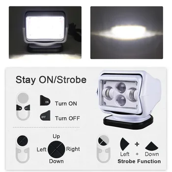 1 pz 50W 60W Faro marino Faretto LED 12/24V Faretto wireless per fuoristrada Barca Camion Yacht Trattore Controlli wireless 10 best sales faro di ricerca per barche - №1