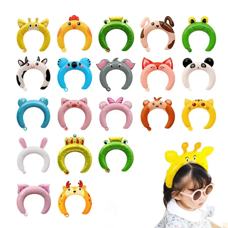 20 Pcs Inflatable Animal pattern Headband Toys Zoo Animals Party Headband For Party Favors Birthday Party Children Activities