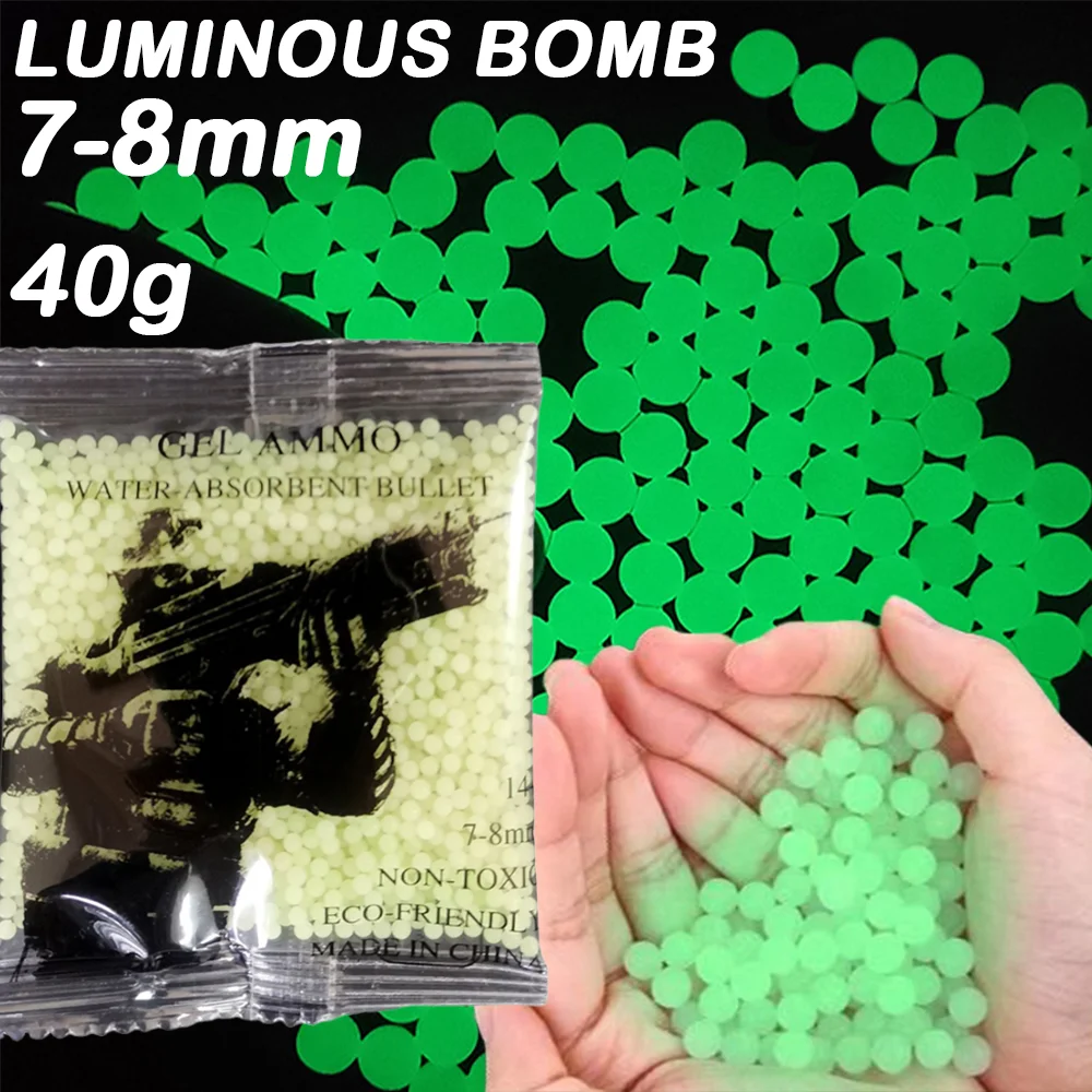 

7-8mm Luminous Soft Bullet Portable Fluorescent Water Expanding Balls Live CS Game Jelly Beads Teenager Toy Gun Cartridge