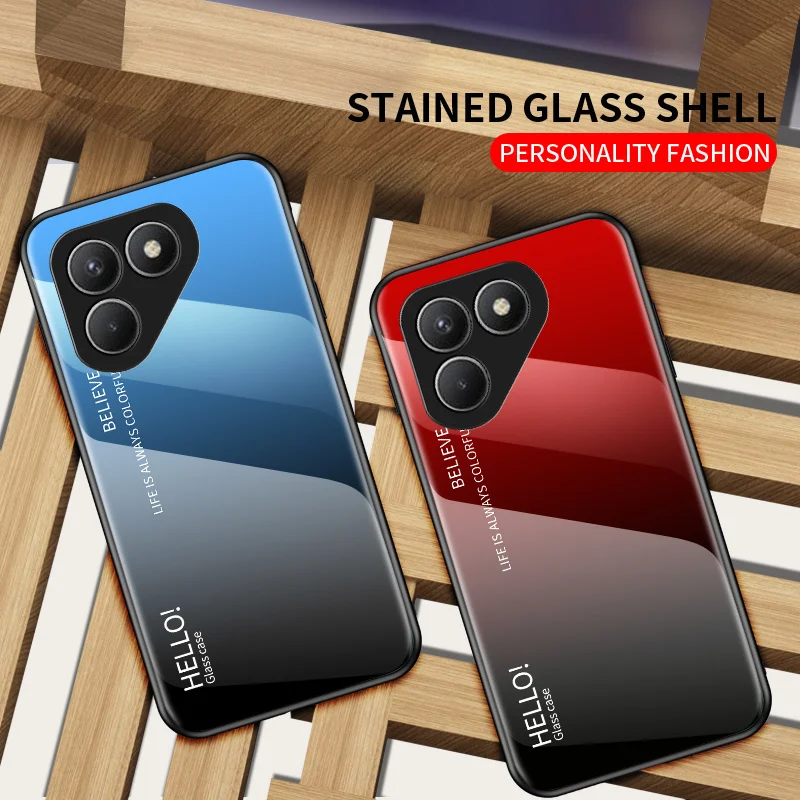 Tecno Pova 7 4G LJ6 حافظة متدرجة من الزجاج المقسى غطاء خلفي صلب جراب هاتف مصد من السيليكون لهاتف Tecno Pova 7 TecnoPova7