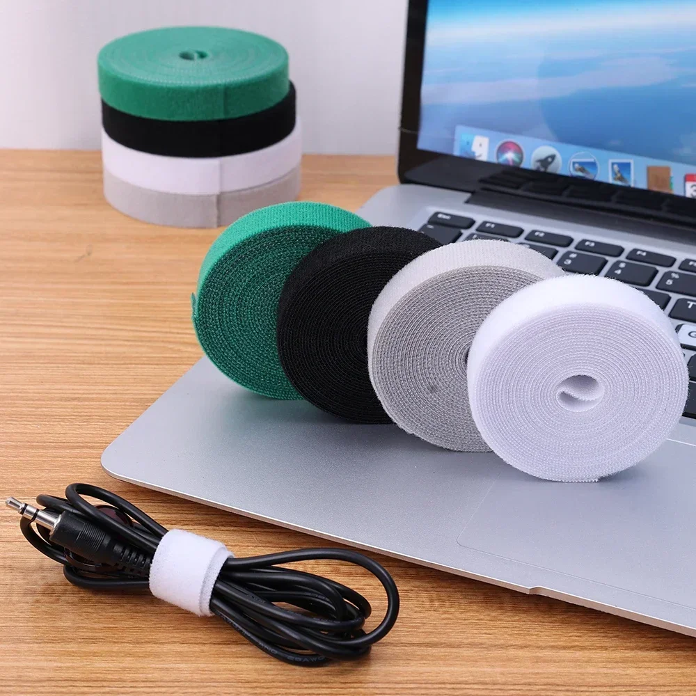 2m/Roll Nylon Cable Organizer USB Cable Winder Management Reusable Hook Loop Cable Strap Mouse Earphone Plant Fastening Ties