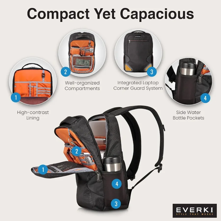 حقيبة ظهر ستوديو رفيعة للكمبيوتر المحمول للرجال والنساء خفيفة الوزن ومبطنة بشكل ناعم مع مقبض عربة حماية الزاوية عالي التباين #3