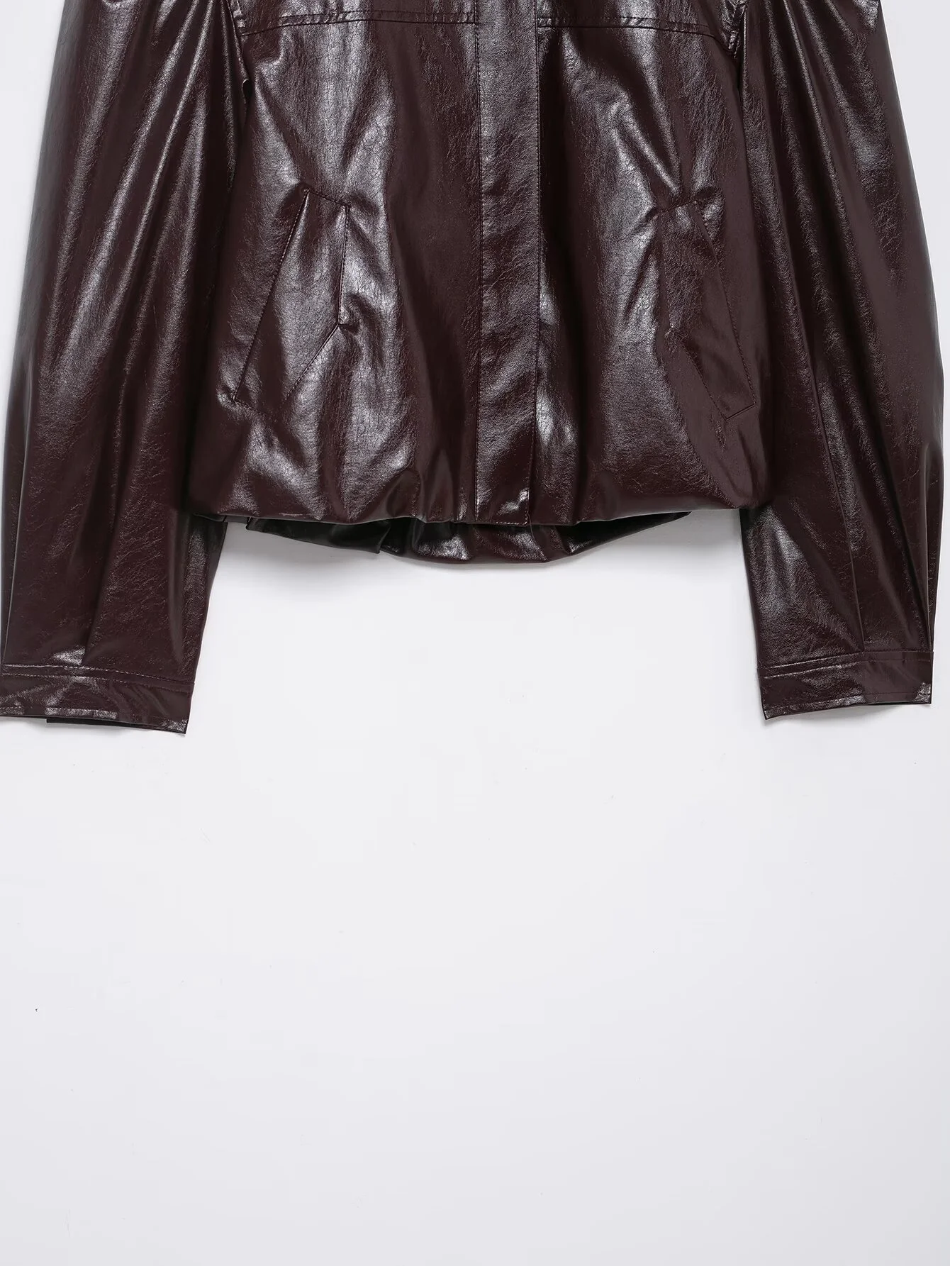 2025 Winter nieuwe dames casual mode ronde hals losse comfortabele kunstleer bomberjack met lange mouwen