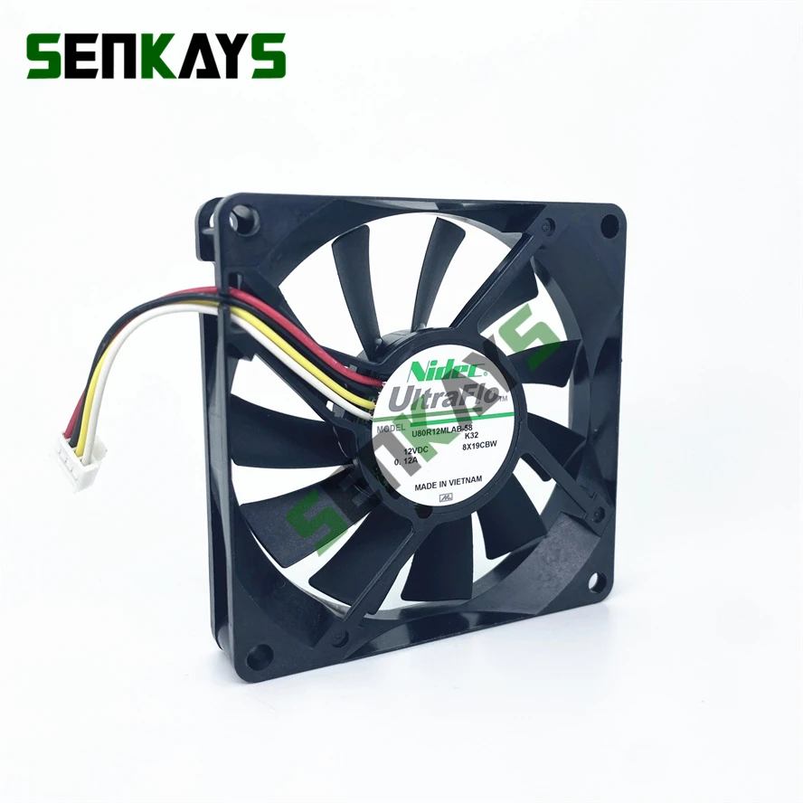 Brand New Nidec 8CM 80mm 12V Cooling Fan U80R12MLAB-58  Computer Case Cooling Fan 4pin