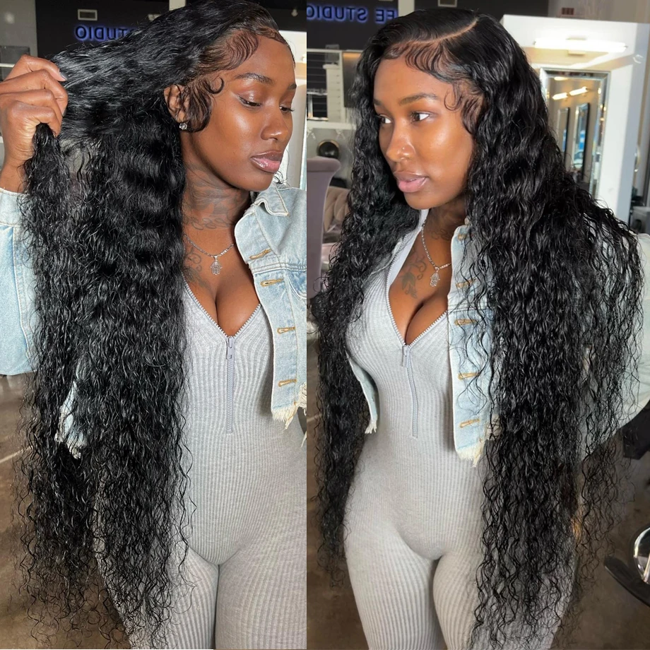 Deep Wave Lace Frontal Wig Curly Human Hair Wigs For Black Women 30 34 Inch Water Wave 13x4 4x4 Closure Frontal Wig Pre Plucked