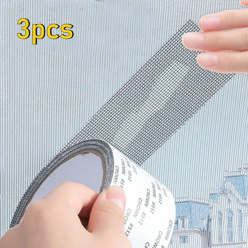 3pcs Window Screen Repair Tape Self Adhesive Mesh Tape Net Door Fix Patch Anti Insect Mosquito Mesh Broken Holes Repairing
