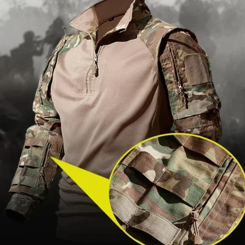 Military Style Multicam Camo Tactical Frog Suit 2Pcs Set For Airsoft, Hunting & Training