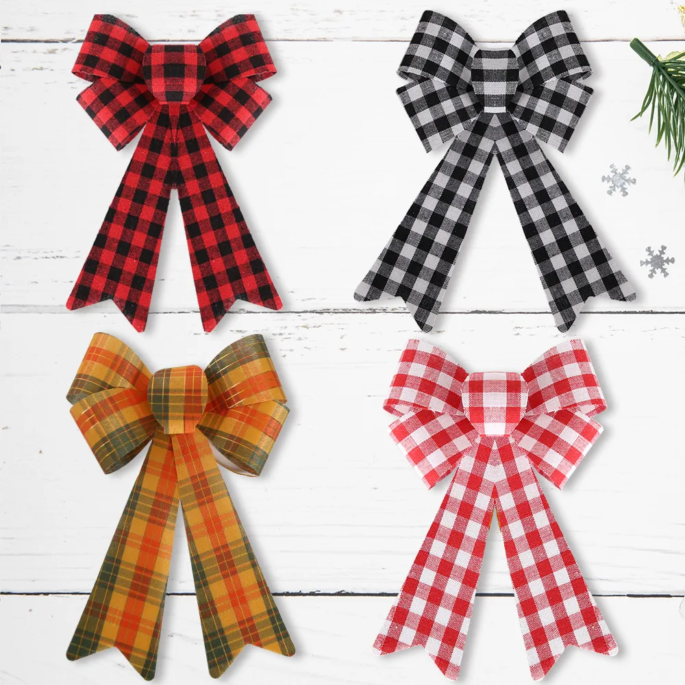 Small PVC Houndstooth Christmas Bow, Christmas Tree Decoration Bow, Window Mall Festive Atmosphere Arrangement