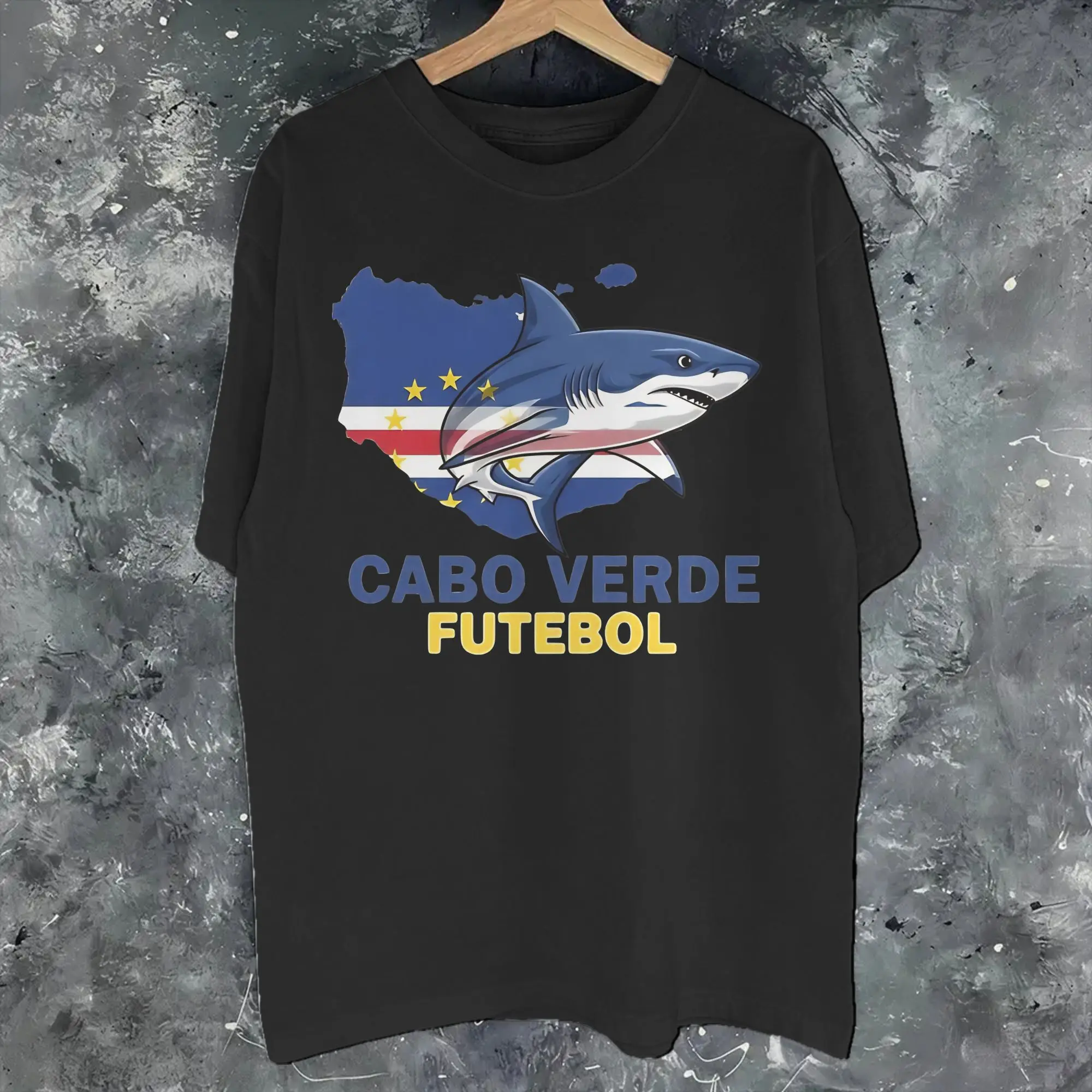Cabo Verde Soccer Blue Shark  Tee Shirt for Men Women Graphic Printing T Shirts  Cotton Clothes