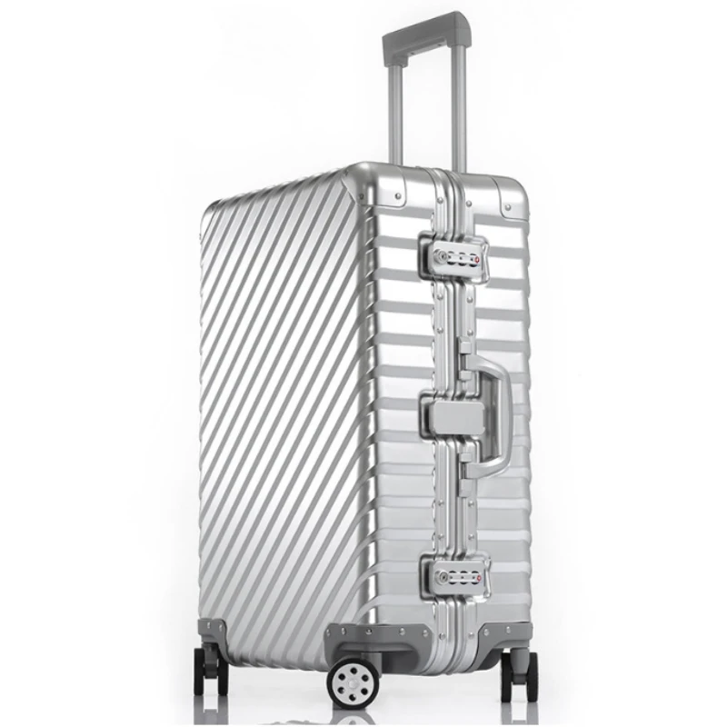 Alumínio-Magnesium Alloy Mala, Trolley Case espesso, Sport Trunk, grande capacidade, 100% Square Travel Malas, frete grátis