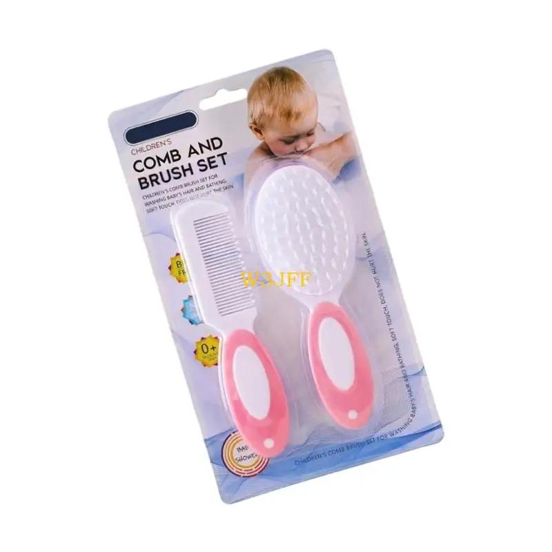 W3JF 2PCS Gentle Infant Shampoo Brush Tool مجموعة مع مشط شعر سهل قبضة