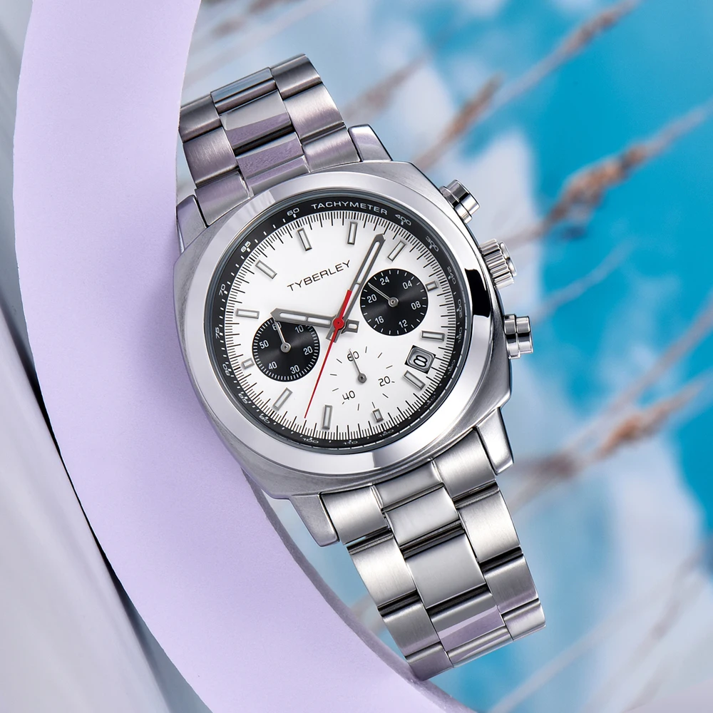 TYBERLEY Mens Watch 2024 New Chronograph Japan VD53 Movt luminous calendar Hard glass mirror Quartz Watch Relรณgios Masculinos