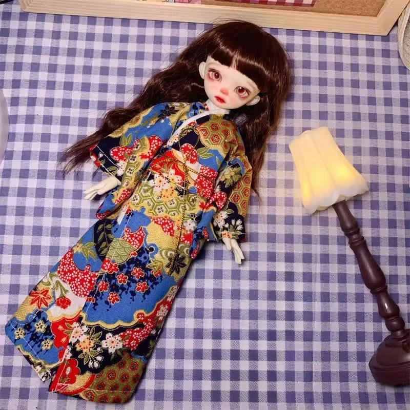 인형 기모노 옷 1/6 BJD 인형 일본 제복 캐주얼 패션 공주 복장 액세서리 꽃 치마 목욕 가운