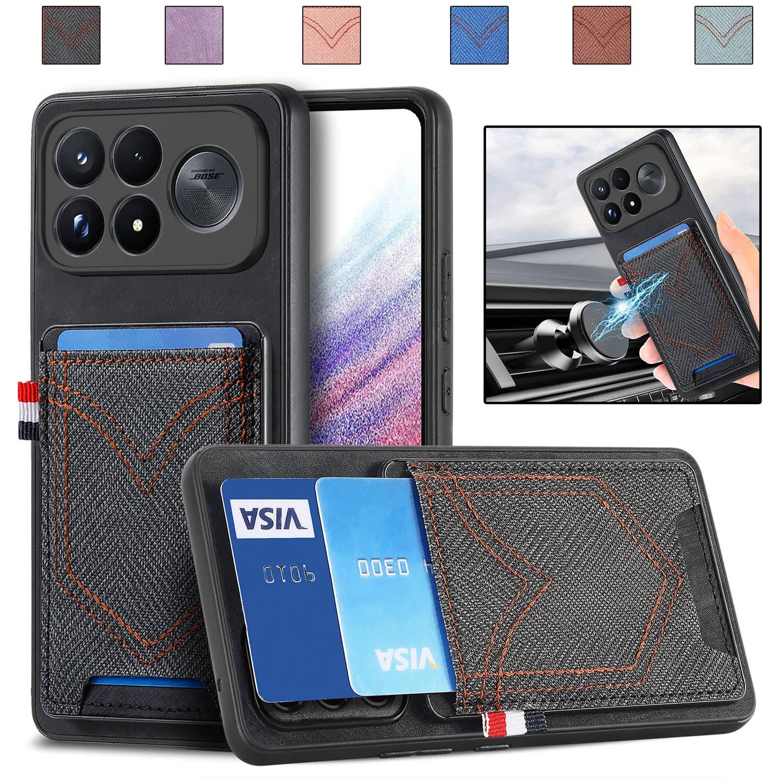 Luxury Magnetic Zipper Wallet With Card Holder For POCO F9 Ultra Case Luxury Matte Leather Shockproof Back Cover Accessories