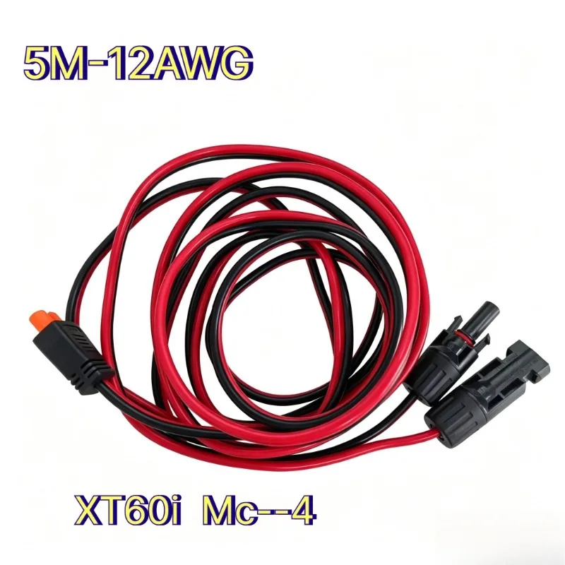 5M 12AWG XT60i to M C--4 Injection molded version Solar Cable Solar Panel Extension Charging Wire