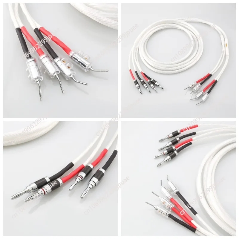 For 5N OCC Silver-plated Fever, Main Speaker Cable,  Banana Head Needle Plug Y Plug, Power Amplifier Audio Cable 2.5M