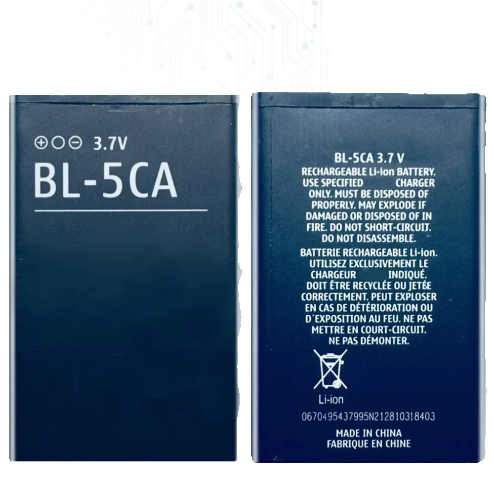 BL-5CA BL5CA Battery For Nokia 1110 1111 1112 1200 2310 5130XM 7600 N70 E60 5030 C2-00 C2-01 X2-01 BL 5CA