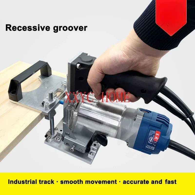 Portable 2-In-1 Slotting Machine Woodworking Invisible Connector Mold Milling Cutter Positioning Slotting Frame Trimming Machine