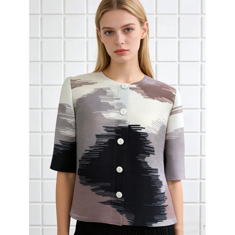 

Color Blo Print Loose Svel round Ne Women's Open Cardigan Comfortable Fit Casual Sle Spring Summer Faion