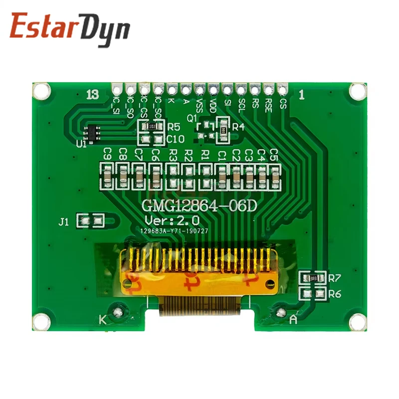 EstarDyn 12864-06D 3.3V 12864 LCD Module, COG, ST7565R, Dot Matrix Screen, SPI interface