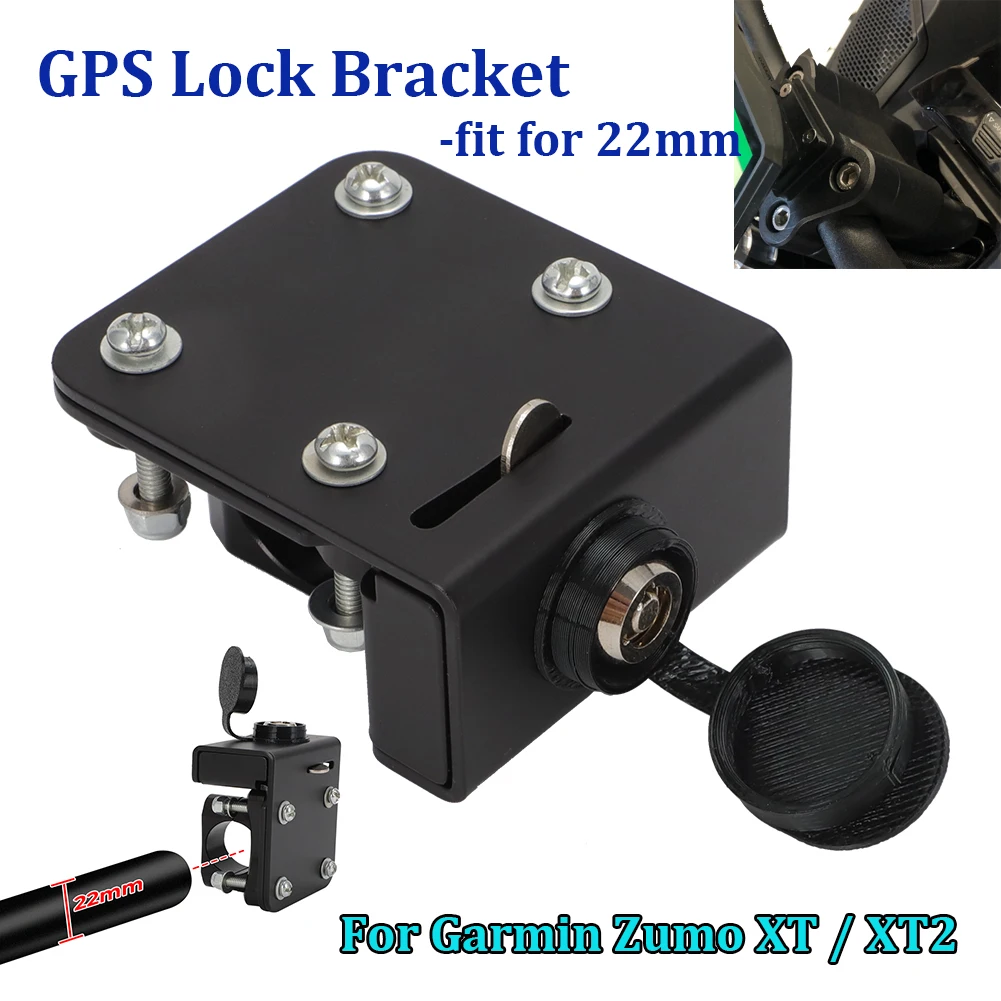 Kit de bloqueo GPS mejorado para Garmin Zumo XT o XT2, soporte de montaje de bloqueo, soporte de tubo de navegación de aluminio de 22mm