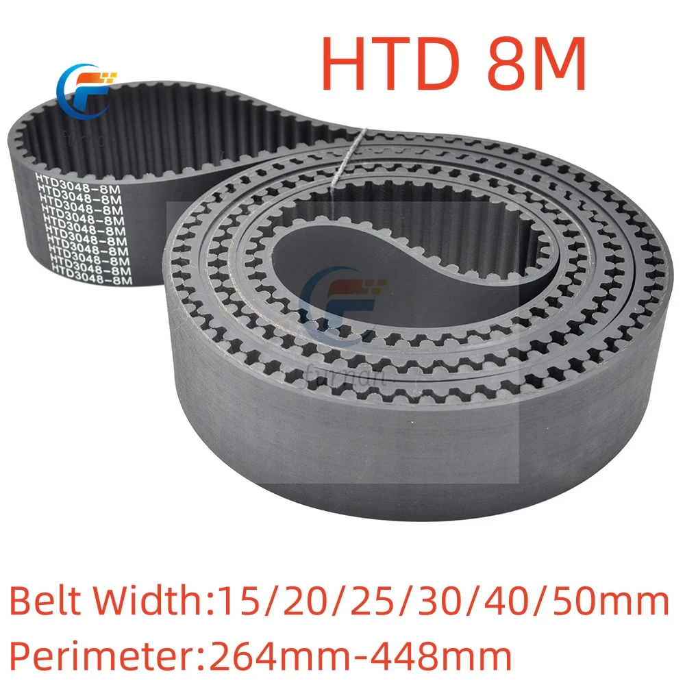 FURNAN HTD 8M Rubber timing belt  length 264/288/320/336/344/352/360/368/376/384/400/416/424/432/440/448mm Width 15-50mm