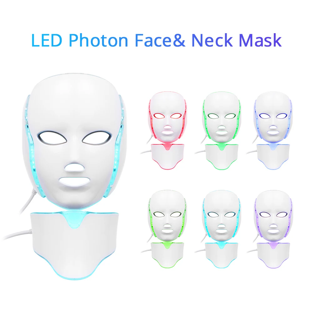 Maschera con collo Terapia fotografica coreana Maschera per il viso Terapia della luce rossa Acne Rimozione delle rughe Bellezza Cura della pelle Terapia della luce a led led